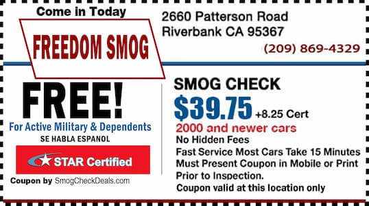 $39.75 Smog Check Riverbank, Cheap Smog Places, (209) 869-4329